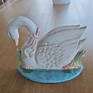 Vintage Swan  Cast Iron  Door Stop